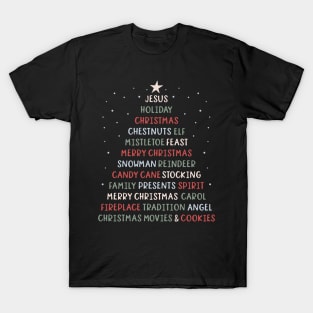 Christmas Tree Christmas Words T-Shirt